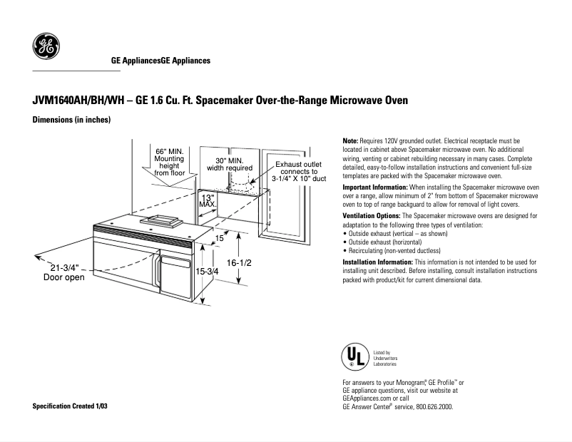 Image de la première page du manuel de l'appareil JVM1640WH