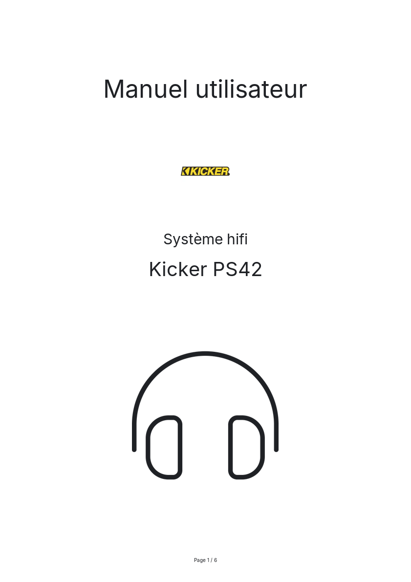 Page n°1 - Manuel utilisateur Kicker PS42