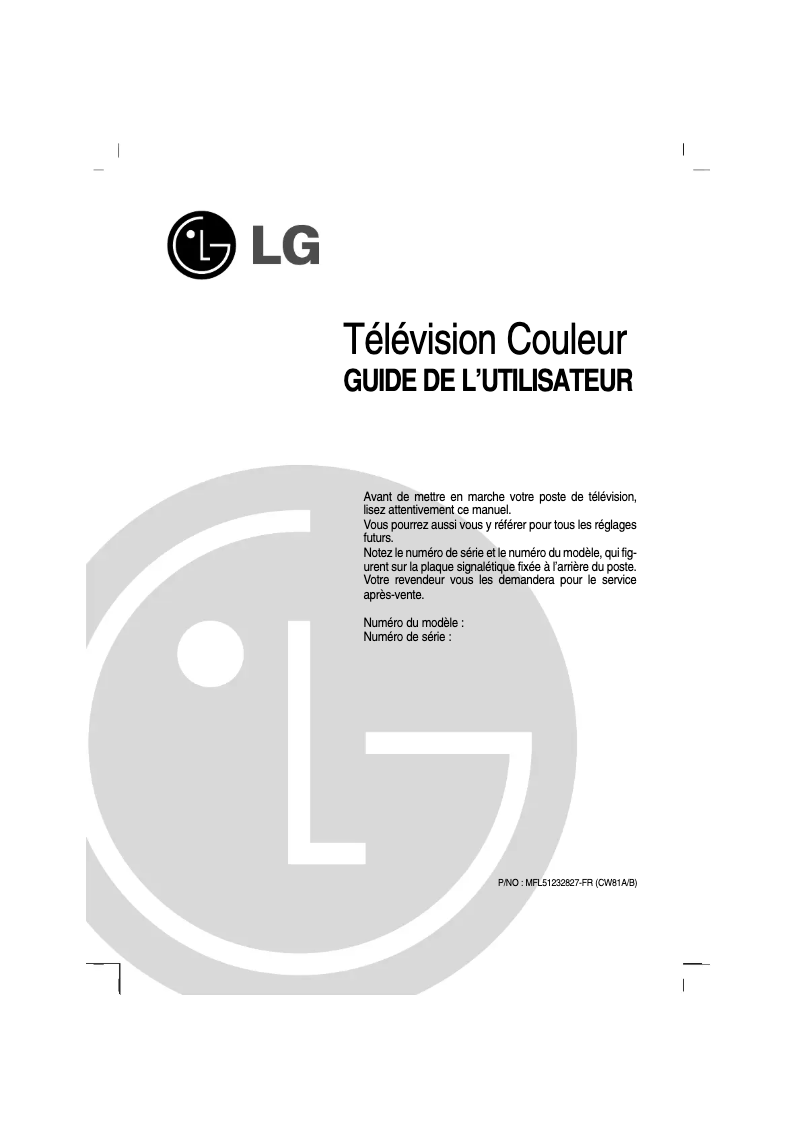 Page 1 de la notice Manuel utilisateur LG 21FG5RG