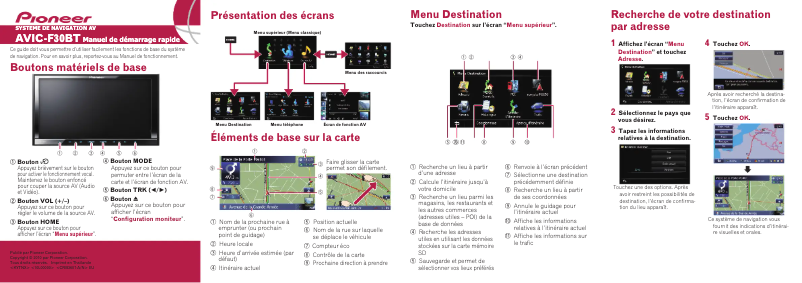 Image de la première page du manuel de l'appareil AVIC-F30BT