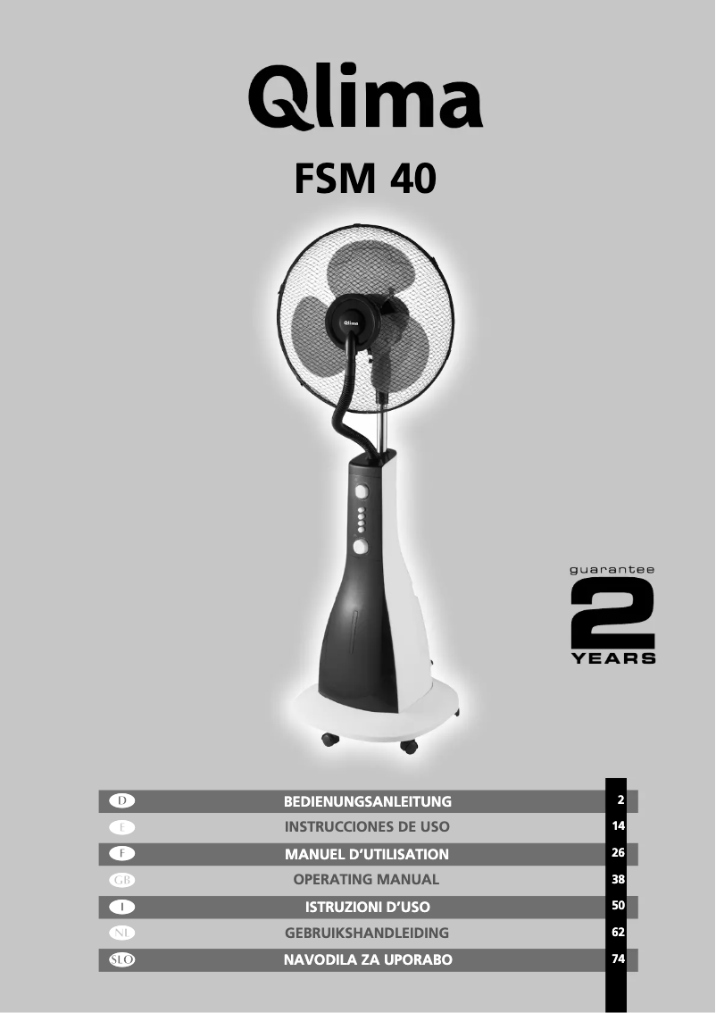 Image de la première page du manuel de l'appareil Mistfan FSM 40