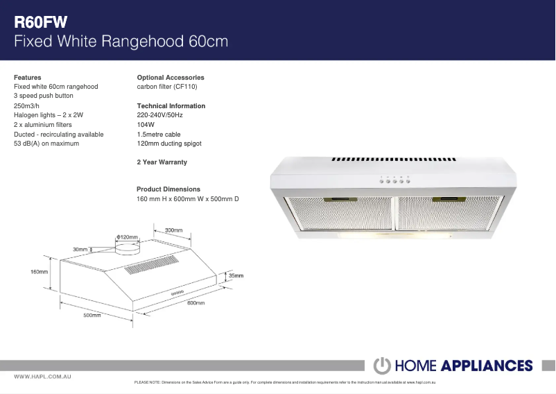 Page n°1 - Fiche technique Euromaid R60FW