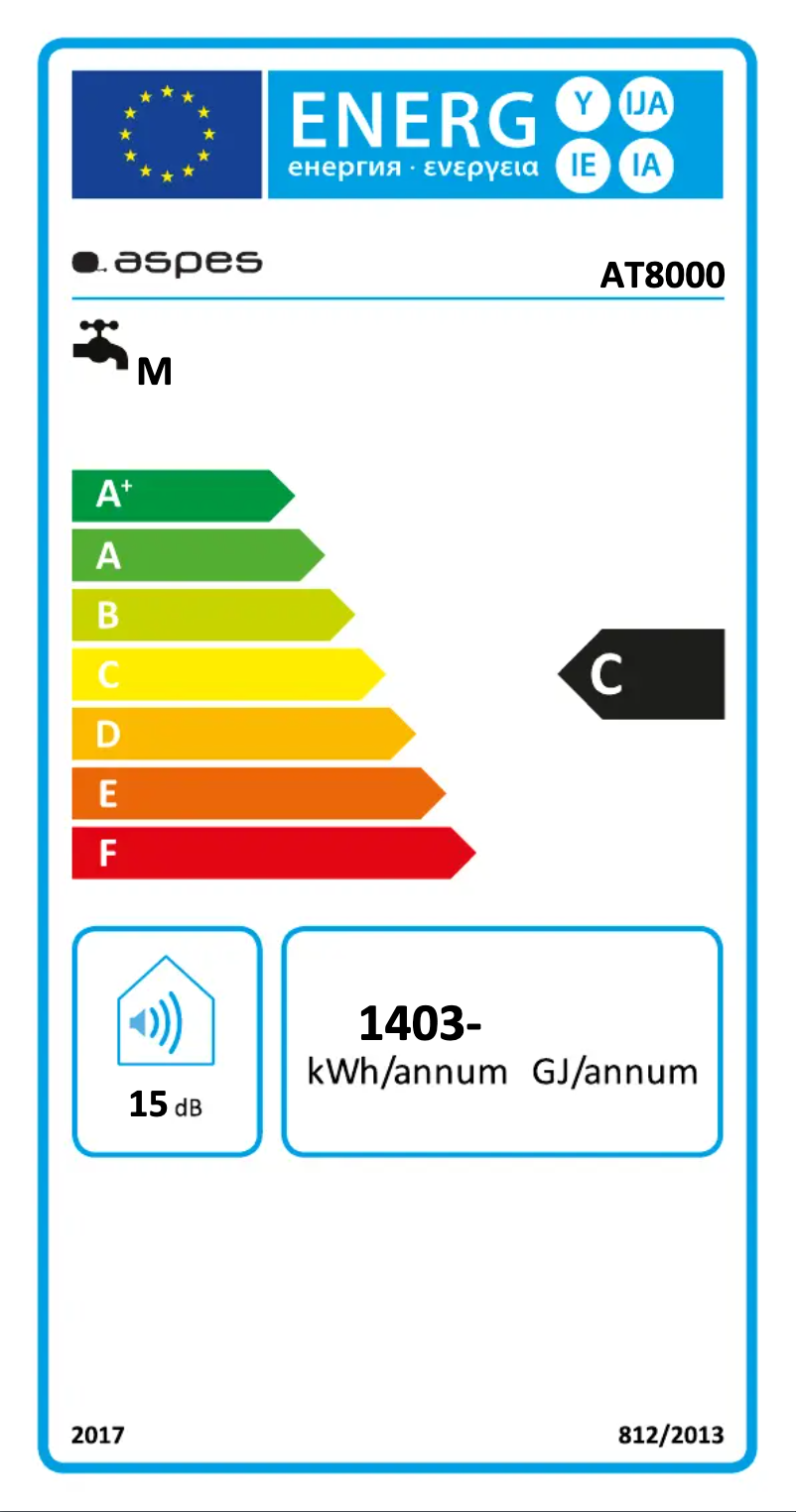 Page 1 de la notice Label énergétique Aspes AT8000