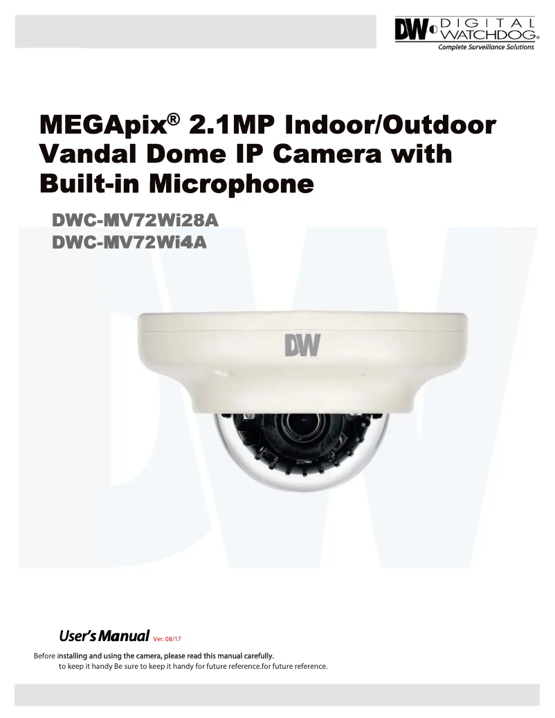 Page n°1 - Manuel utilisateur Digital Watchdog MegaPix DWC-MV72WI28A