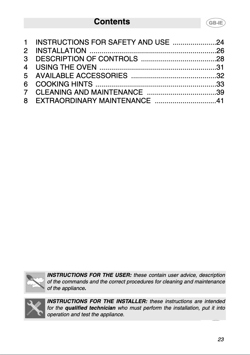 Page n°1 - Manuel utilisateur Smeg S 980 X