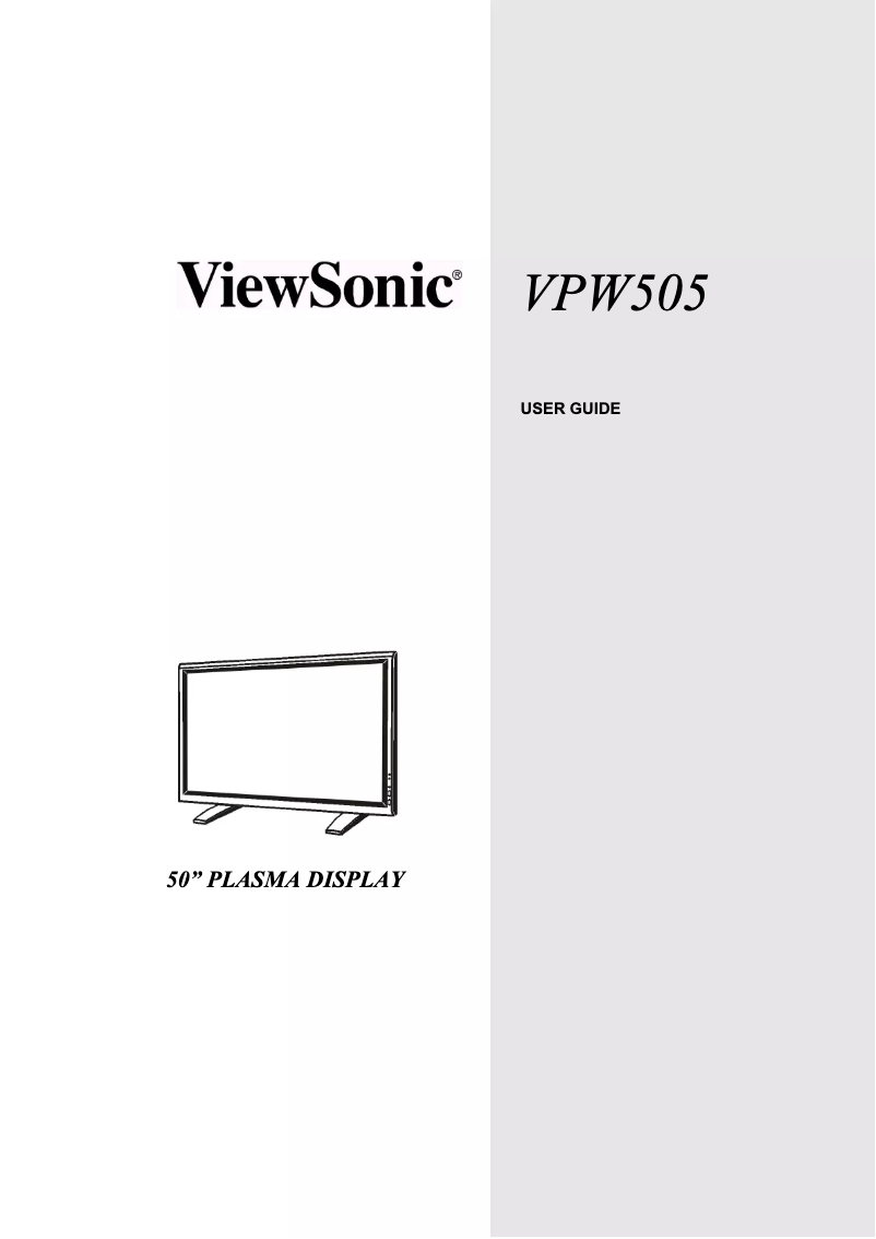 Page 1 de la notice Manuel utilisateur Viewsonic VPW505