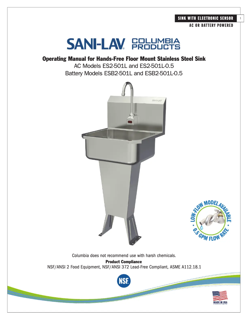 Página 1 del manual Manual de usuario Sani-Lav ESB2-501L