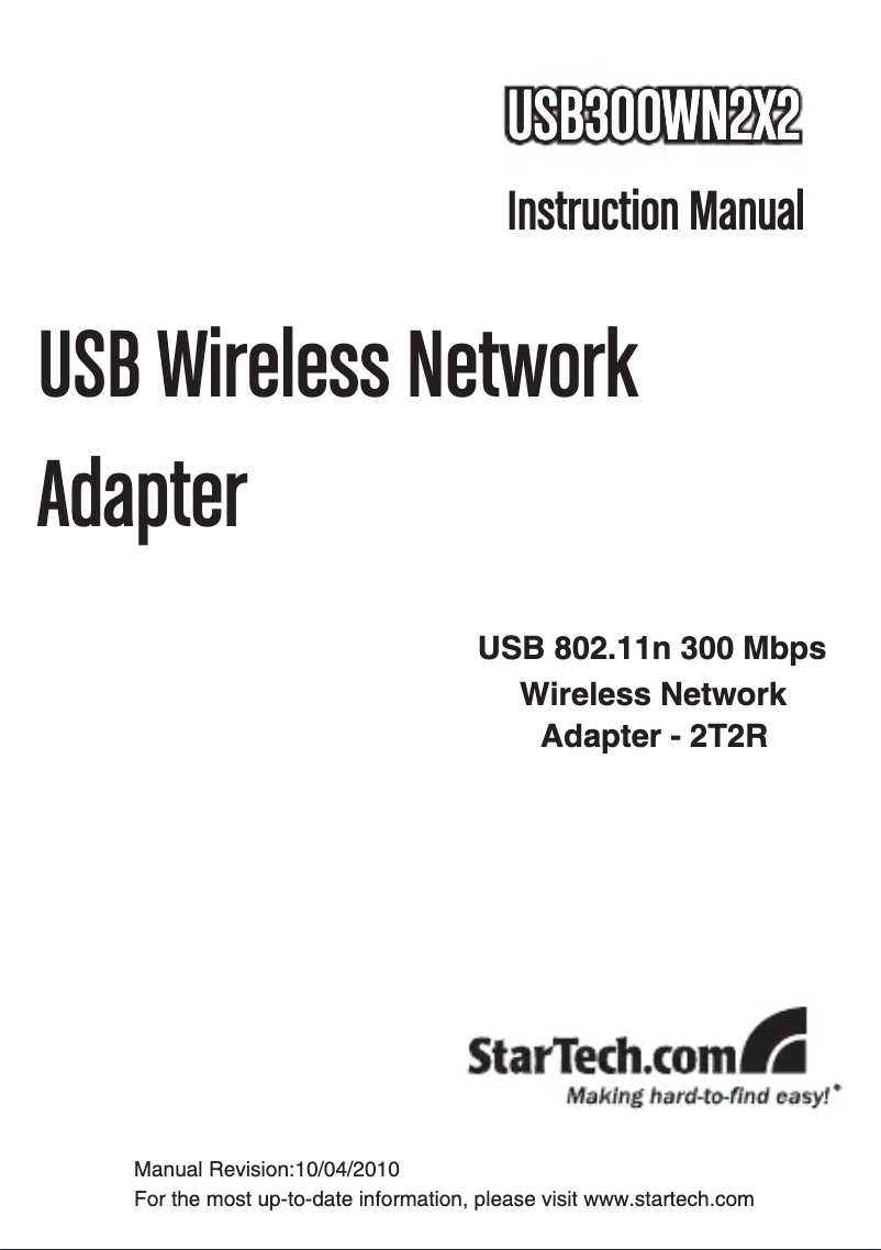 Page 1 de la notice Manuel utilisateur StarTech.com USB3000WN2X2