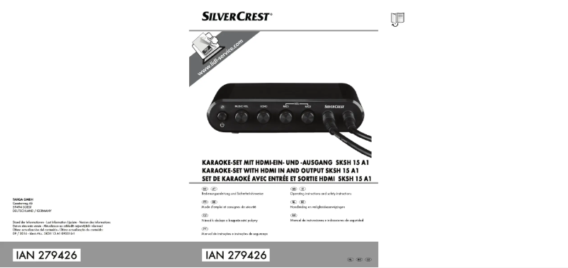 Page 1 of the manual User Manual SilverCrest SKSH 15 A1