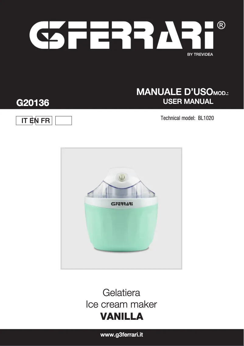 Image de la première page du manuel de l'appareil Vanilla G20136