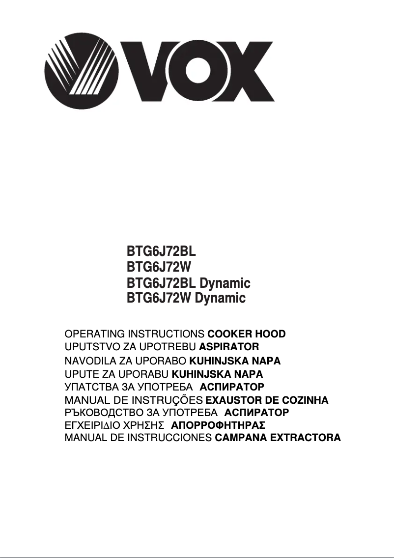 Página 1 del manual Manual de usuario VOX BTG6J72BL Dynamic