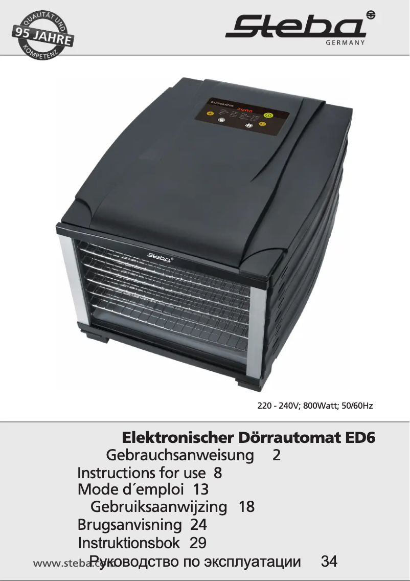 Page n°1 - Manuel utilisateur Steba ED 6