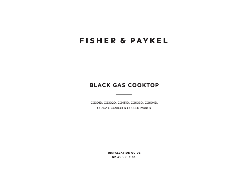 Page n°1 - Guide d'installation Fisher & Paykel CG762DTGGB4