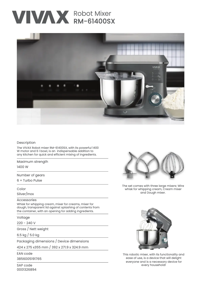 Image de la première page du manuel de l'appareil RM-61400SX