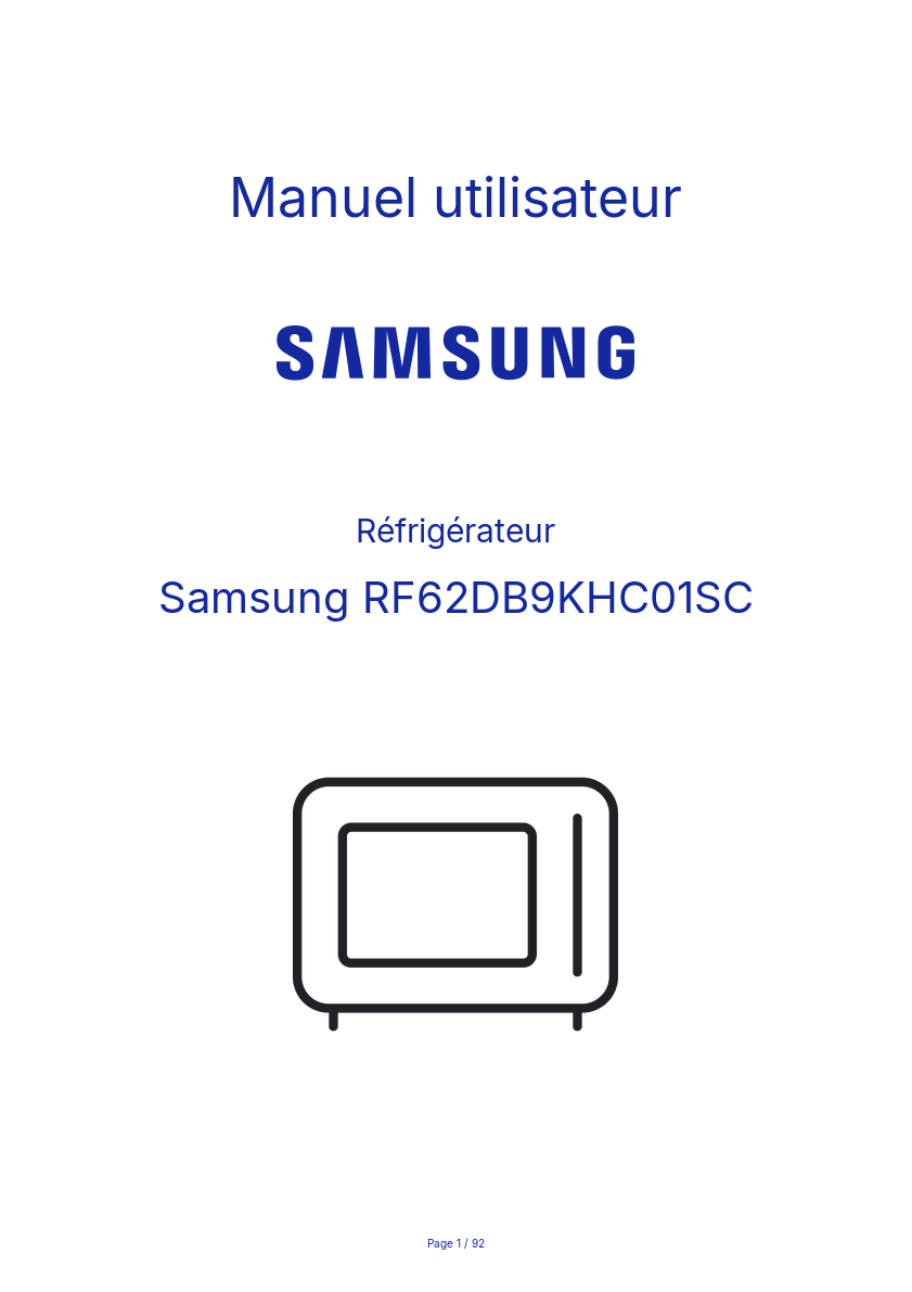 Page n°1 - Manuel utilisateur Samsung RF62DB9KHC01SC