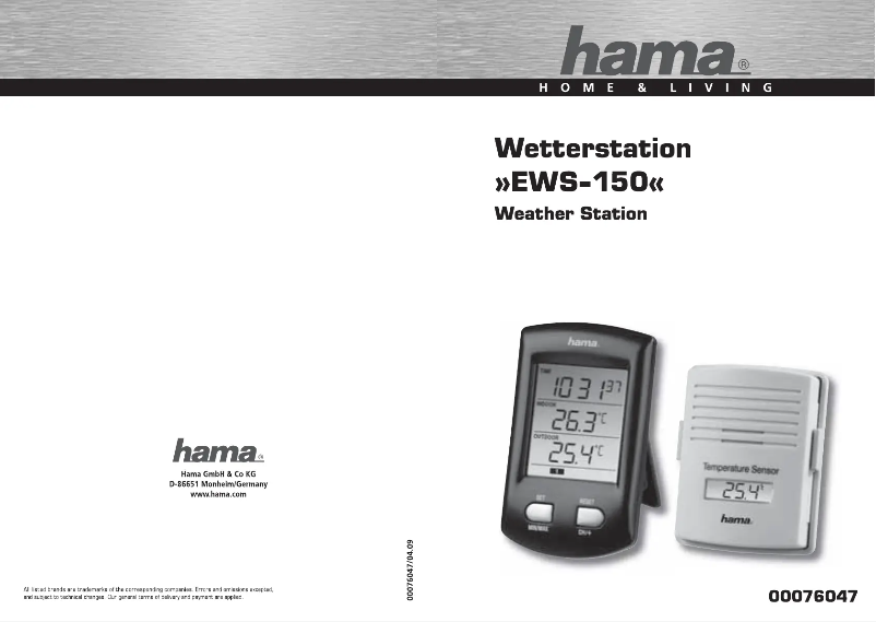 Page 1 de la notice Manuel utilisateur Hama EWS-150