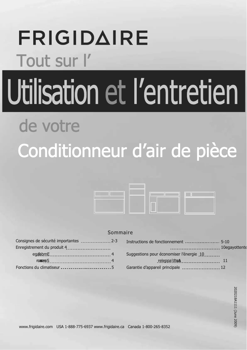 Page n°1 - Manuel utilisateur Frigidaire LRA187MT2