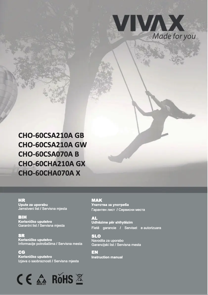 Page 1 de la notice Manuel utilisateur Vivax CHO-60CSA070A B