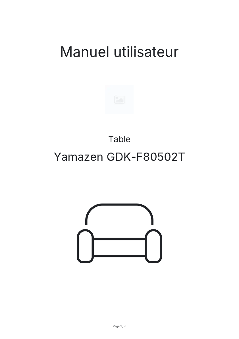 Page n°1 - Manuel utilisateur Yamazen GDK-F80502T