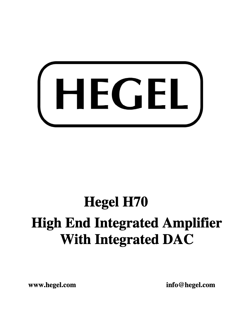 Image de la première page du manuel de l'appareil H70