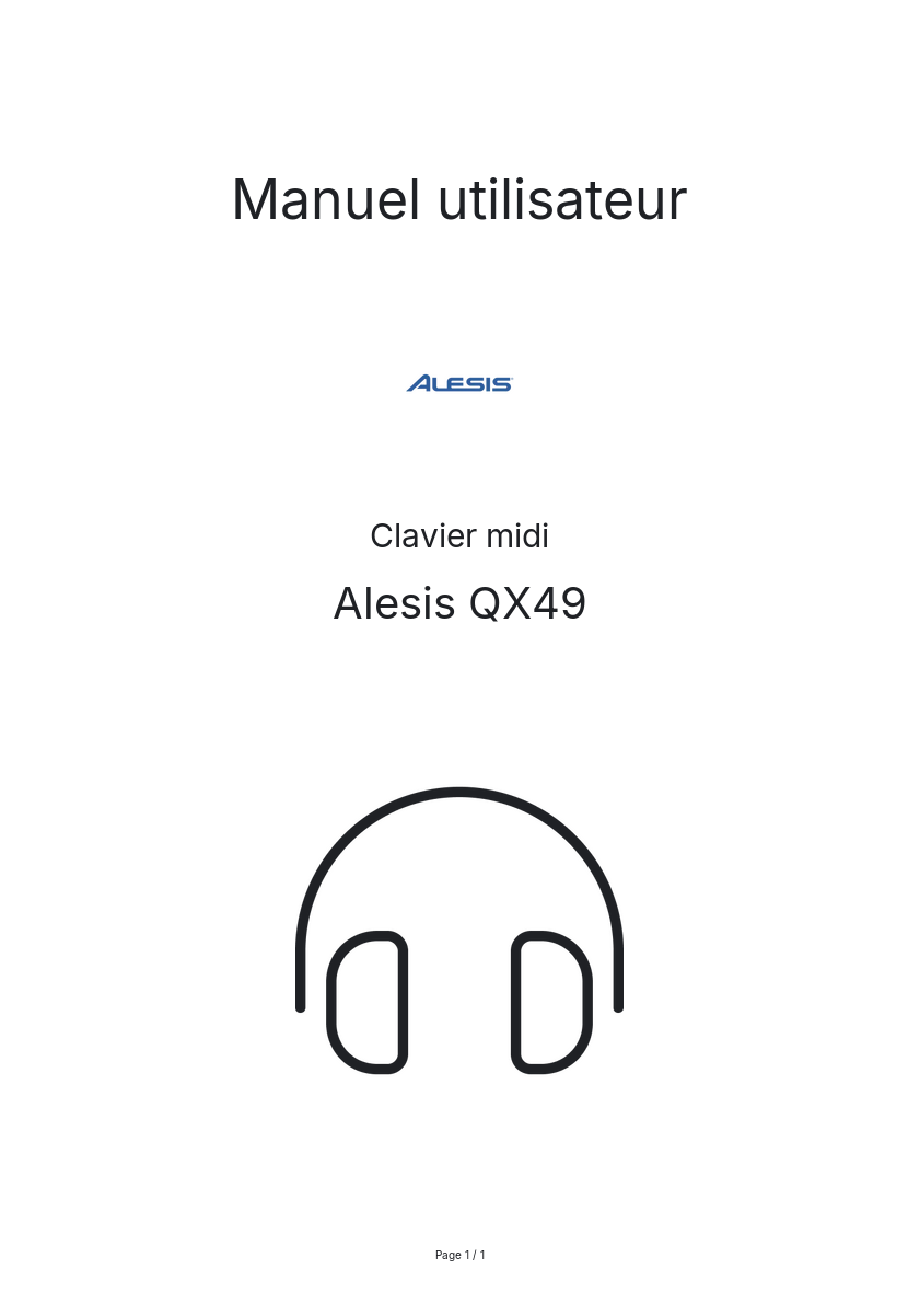 Page n°1 - Manuel utilisateur Alesis QX49