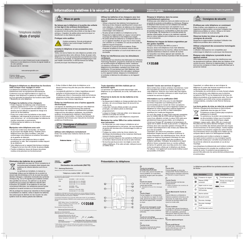 Page n°1 - Manuel utilisateur Samsung C3060
