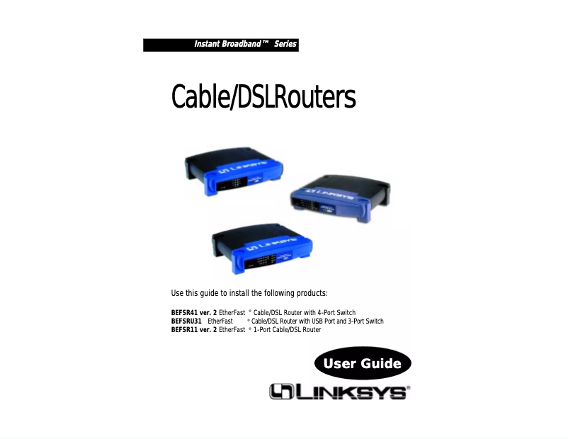 Page 1 de la notice Manuel utilisateur Linksys BEFSR11