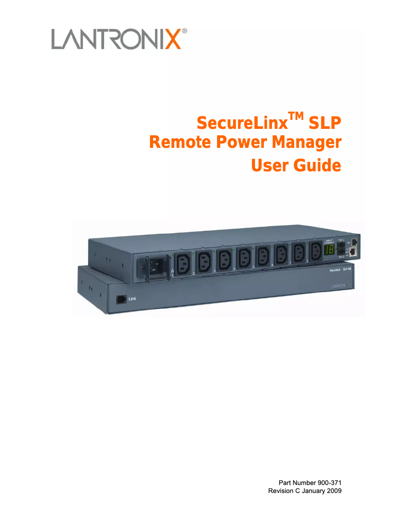 Page n°1 - Manuel utilisateur Lantronix SecureLinx SLP