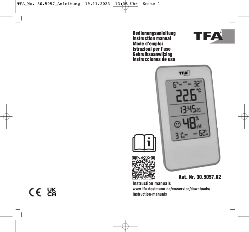 Page 1 de la notice Manuel utilisateur TFA 30.5057.02