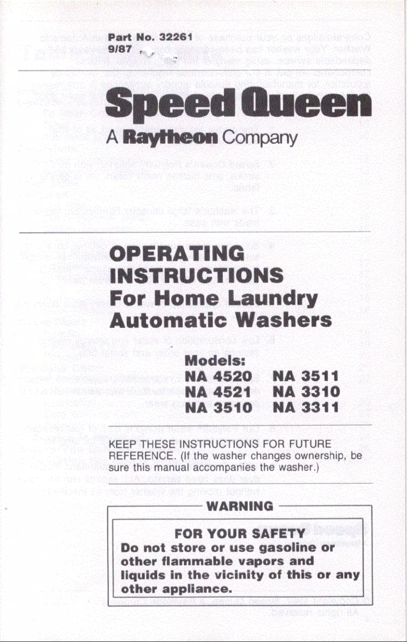 Image de la première page du manuel de l'appareil NA3511W