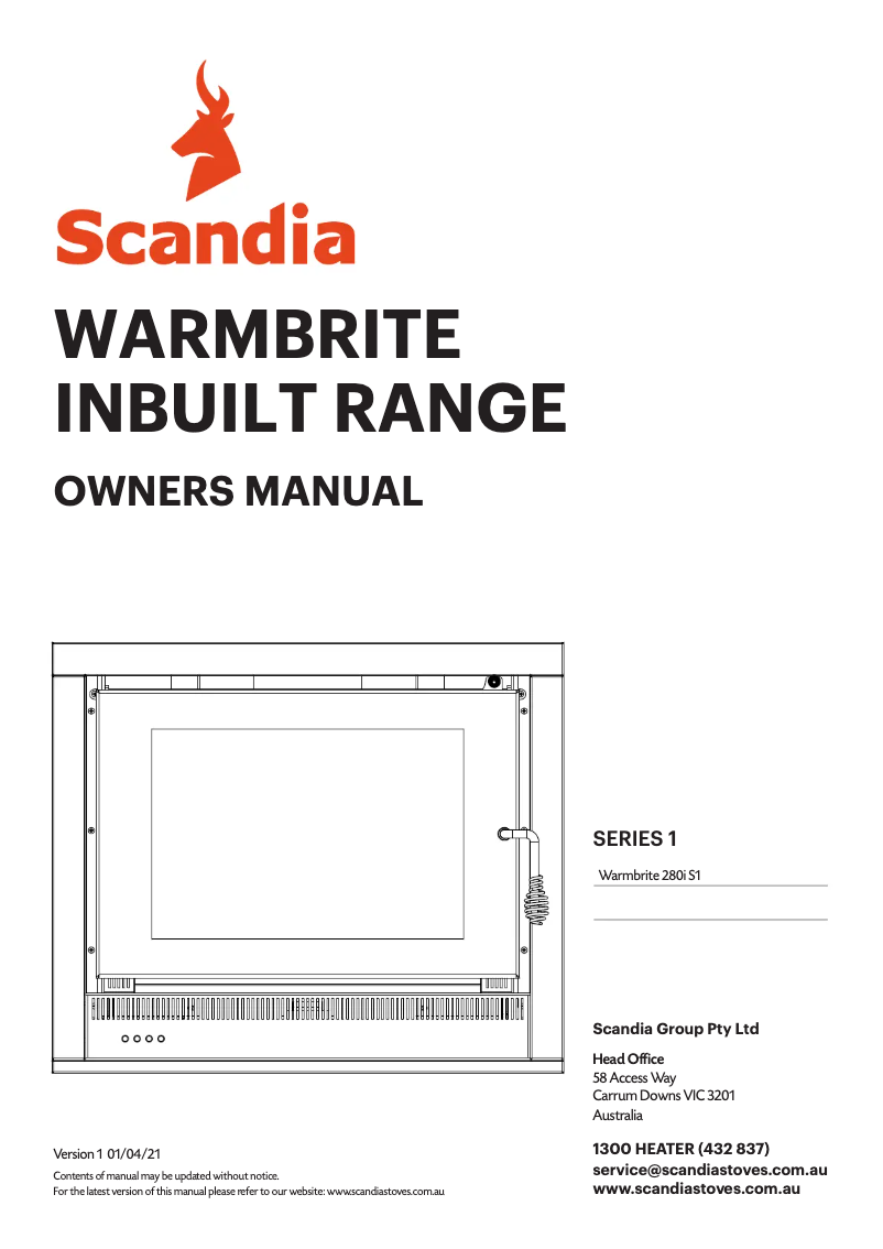 Page 1 de la notice Manuel utilisateur Scandia Warmbrite 280i S1