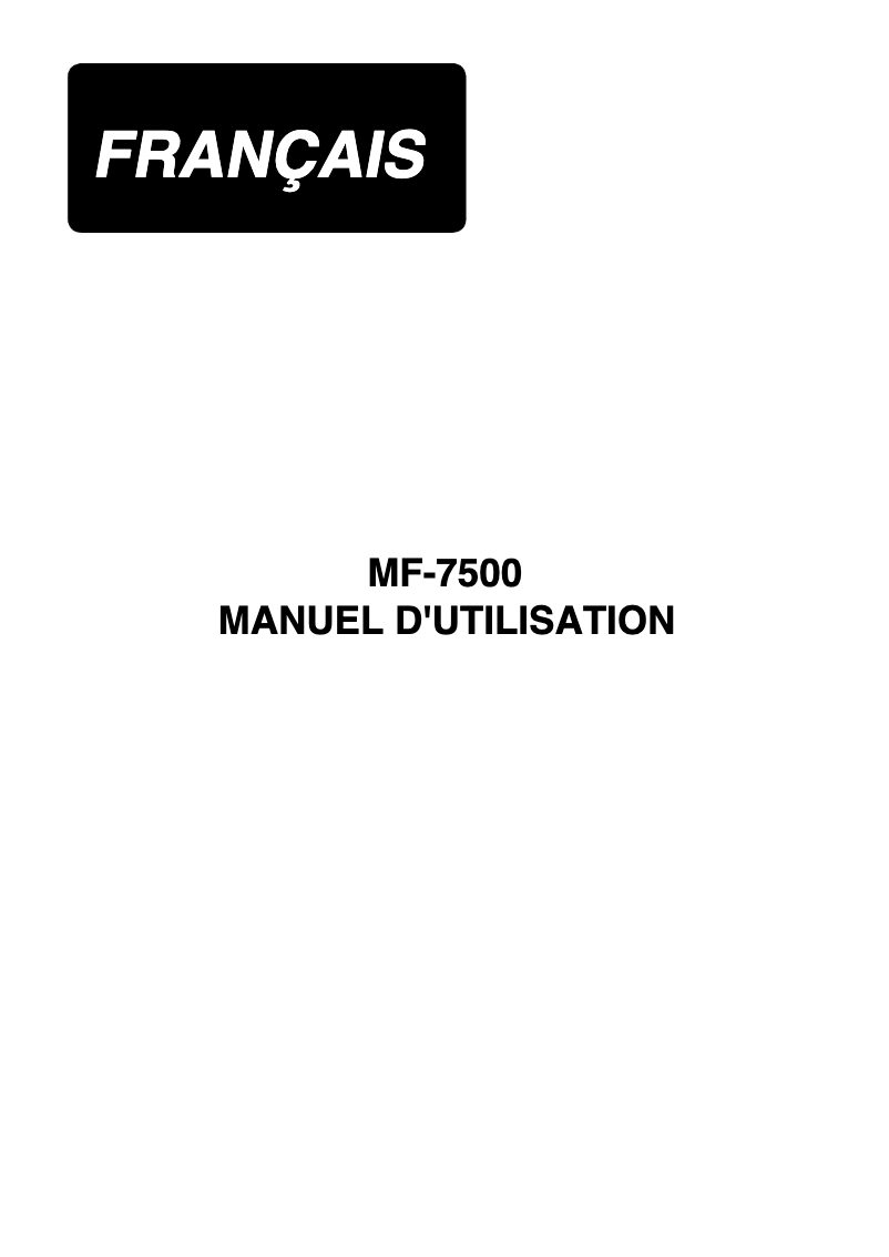 Page 1 de la notice Manuel utilisateur Juki MF-7500
