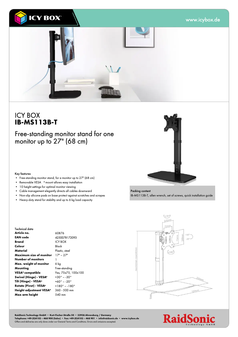 Page 1 de la notice Manuel utilisateur Icy Box IB-MS113B-T