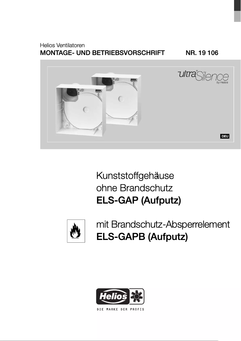 Page 1 de la notice Manuel utilisateur Helios ELS-GAP