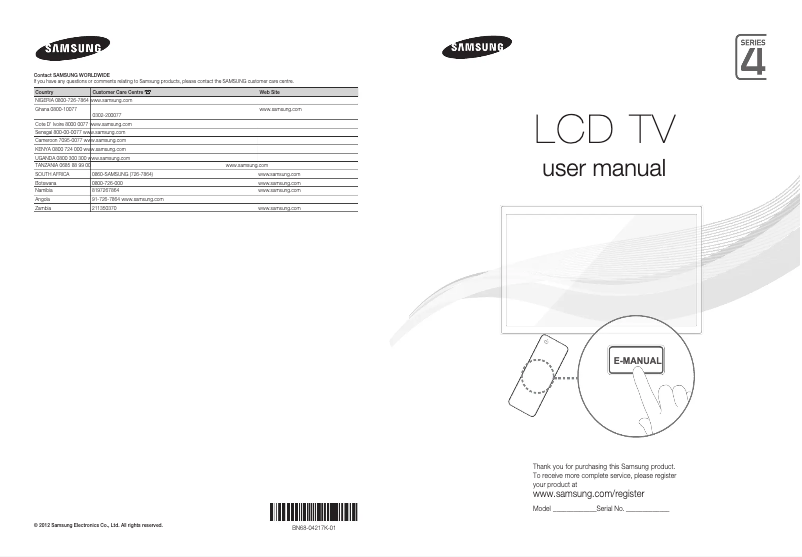 Page n°1 - Guide de démarrage rapide Samsung LE32E420E2W
