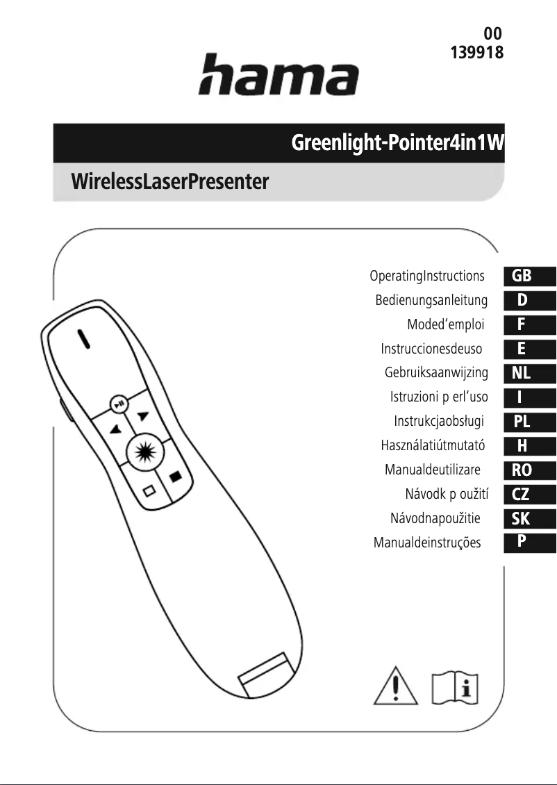 Page 1 de la notice Manuel utilisateur Hama Greenlight Pointer