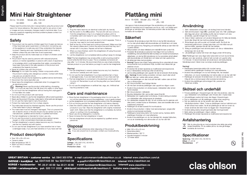 Página 1 del manual Manual de usuario Clas Ohlson JDL-140 Mini