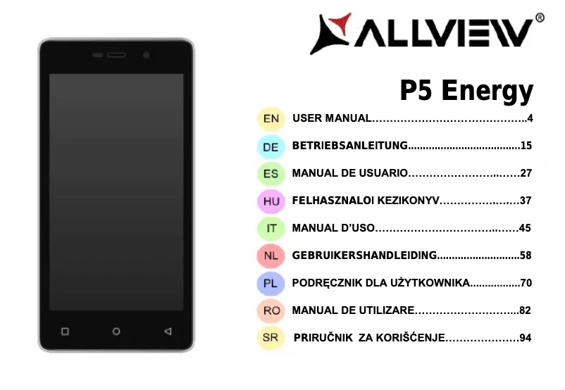 Page n°1 - Manuel utilisateur Allview P5 Energy