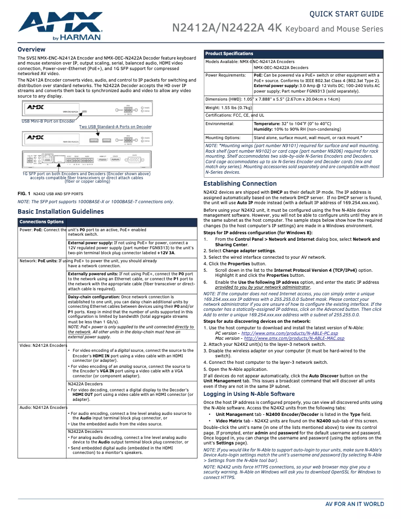 Image de la première page du manuel de l'appareil NMX-ENC-N2412A