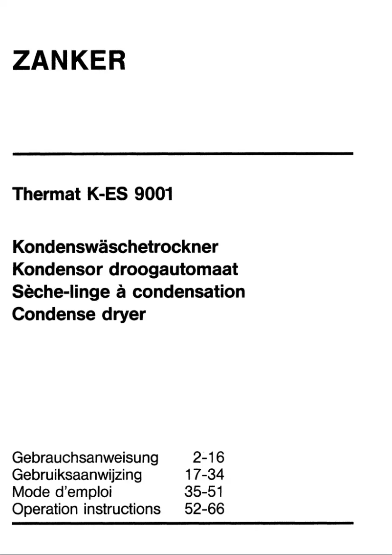 Page n°1 - Manuel utilisateur Zanker KES 9001 Thermat