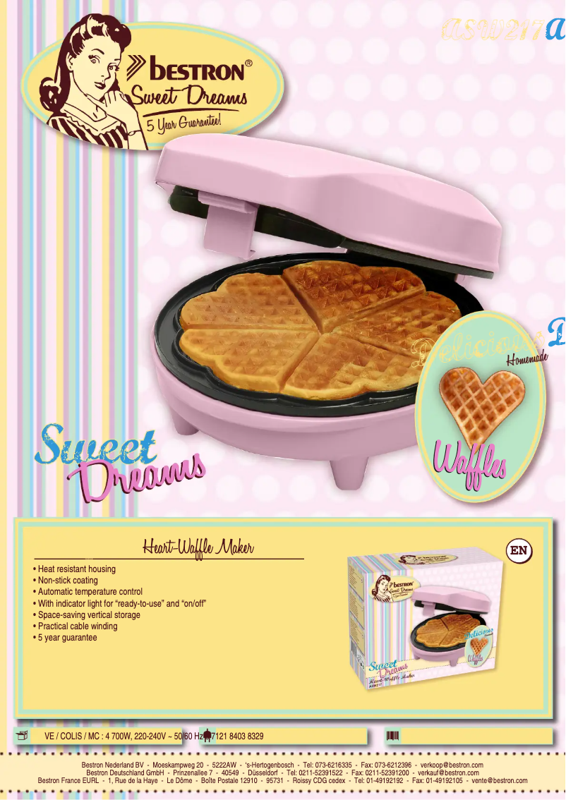 Page 1 de la notice Fiche technique Bestron Sweet Dreams ASW217