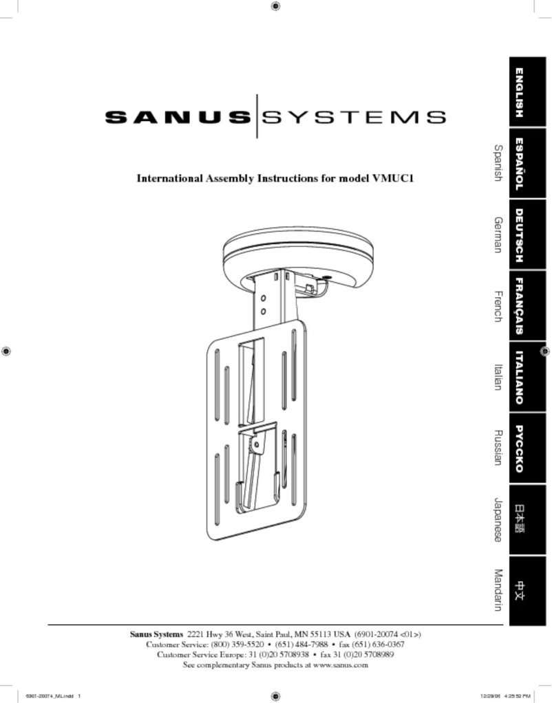 Page 1 de la notice Manuel utilisateur Sanus VMUC1
