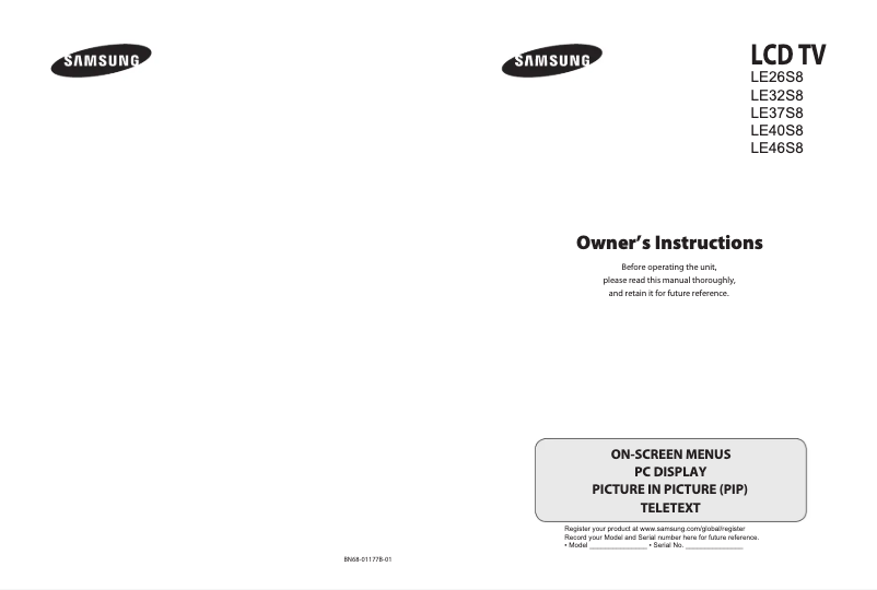 Page 1 de la notice Manuel utilisateur Samsung LE32R81B