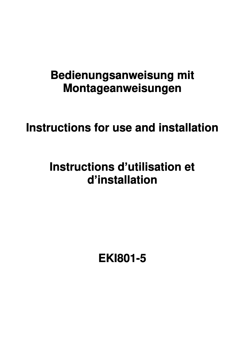 Page 1 de la notice Manuel utilisateur Exquisit EKI801-5