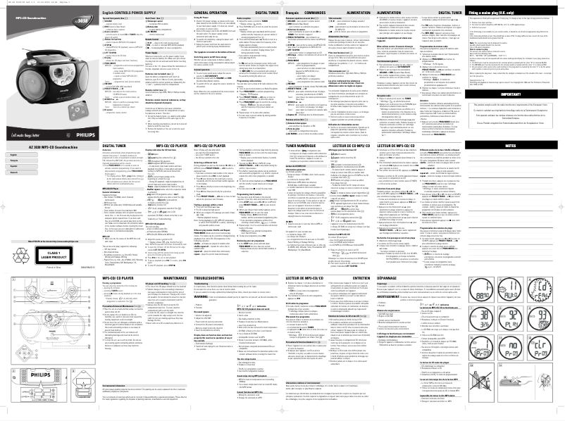 Page 1 de la notice Manuel utilisateur Philips AZ3038
