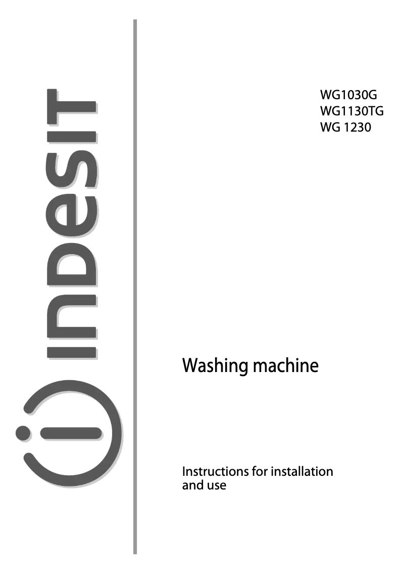 Página 1 del manual Manual de usuario Indesit WG 1130 TG