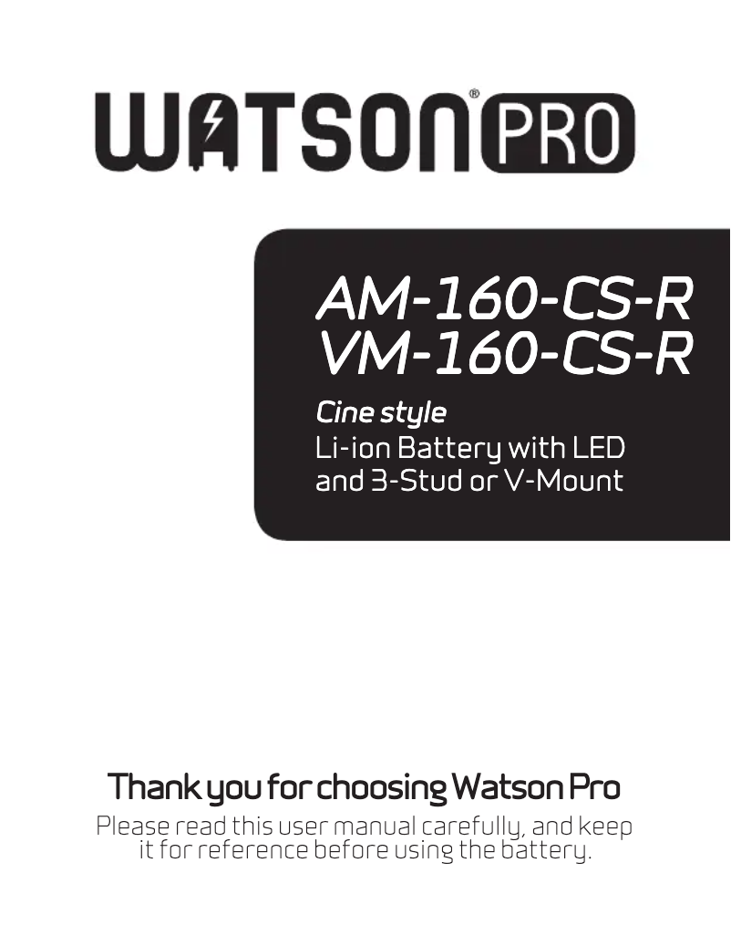 Page n°1 - Manuel utilisateur Watson VM-160-CS-R