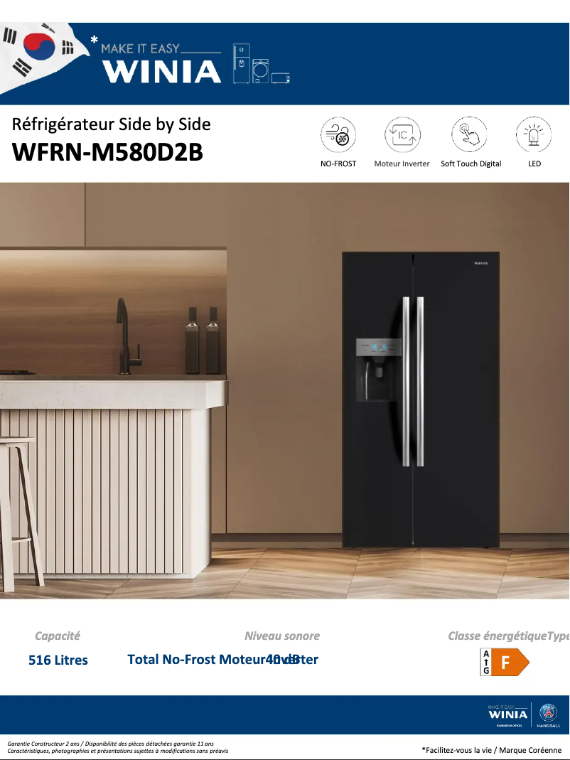 Page n°1 - Fiche technique Winia WFRN-M580D2B