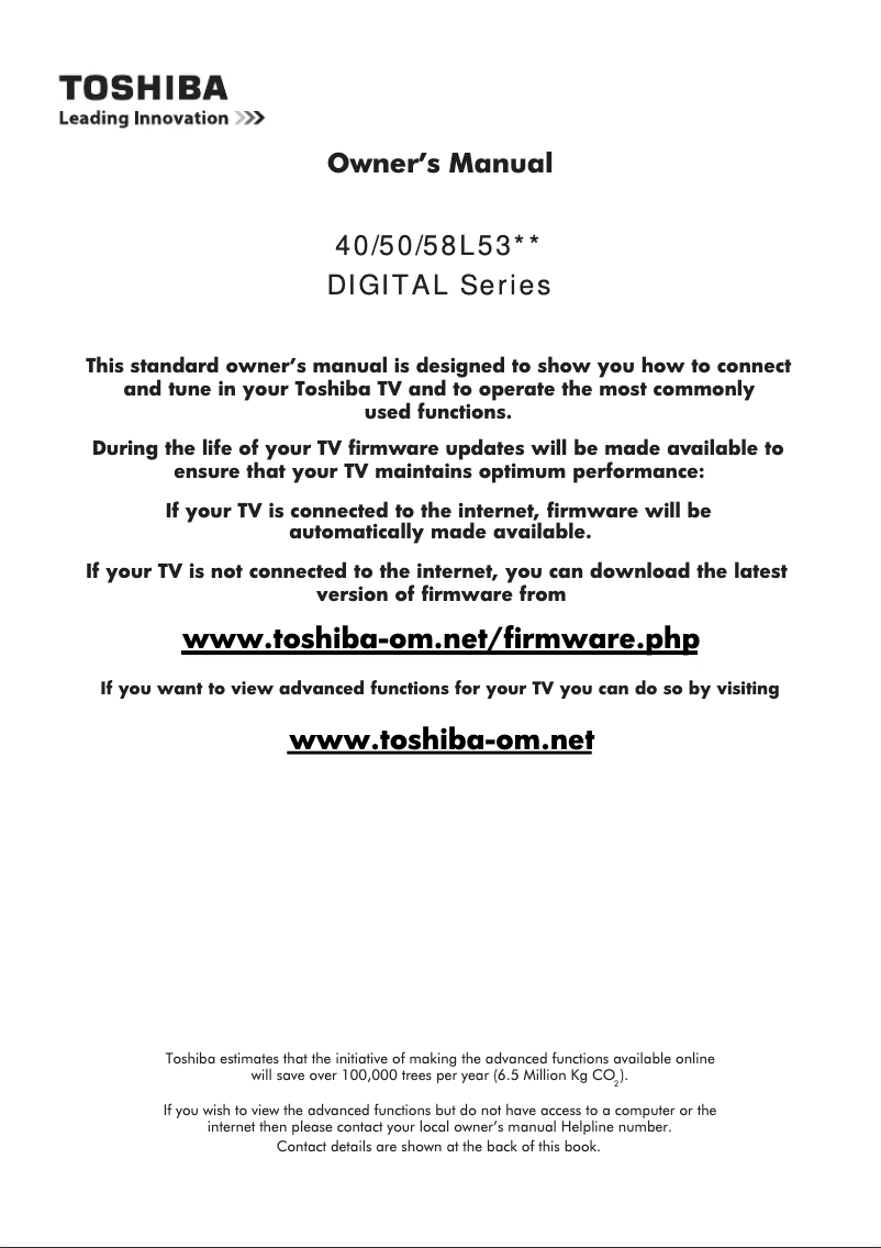 Page n°1 - Manuel utilisateur Toshiba 40L5353