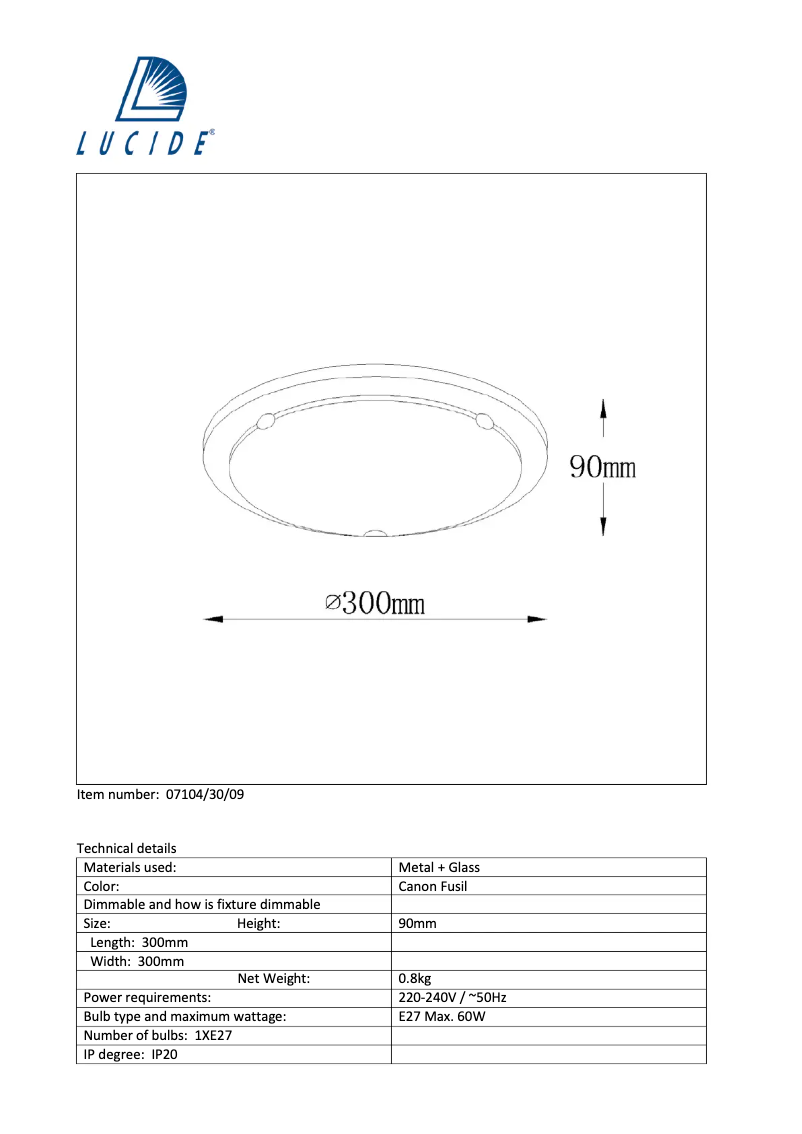 Page n°1 - Manuel utilisateur Lucide Basic 07104/30/09